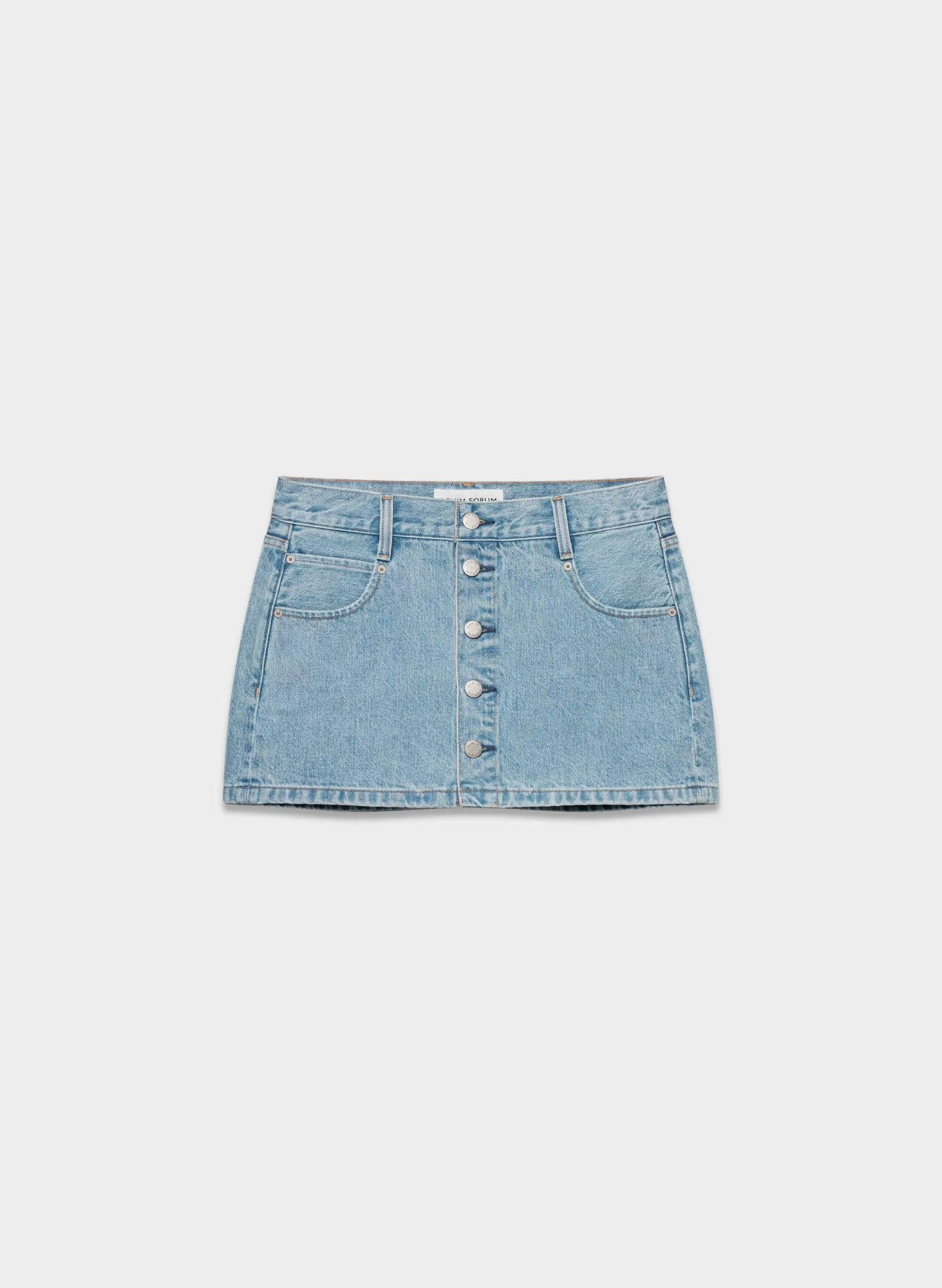 Button-Front Denim Mini